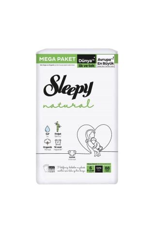Sleepy Natural Bebek Bezi Mega XL 6 (15-25kg) 88 Adet