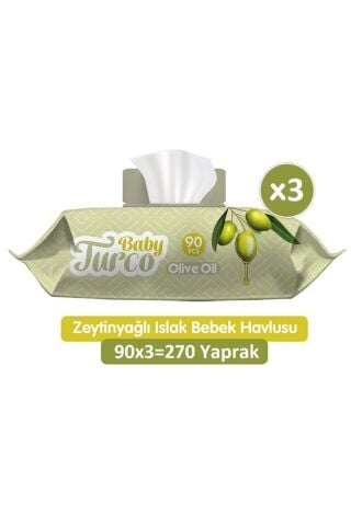 Baby Turco Turco Baby Islak Havlu 90'lı Zeytinyağlı X3 Adet