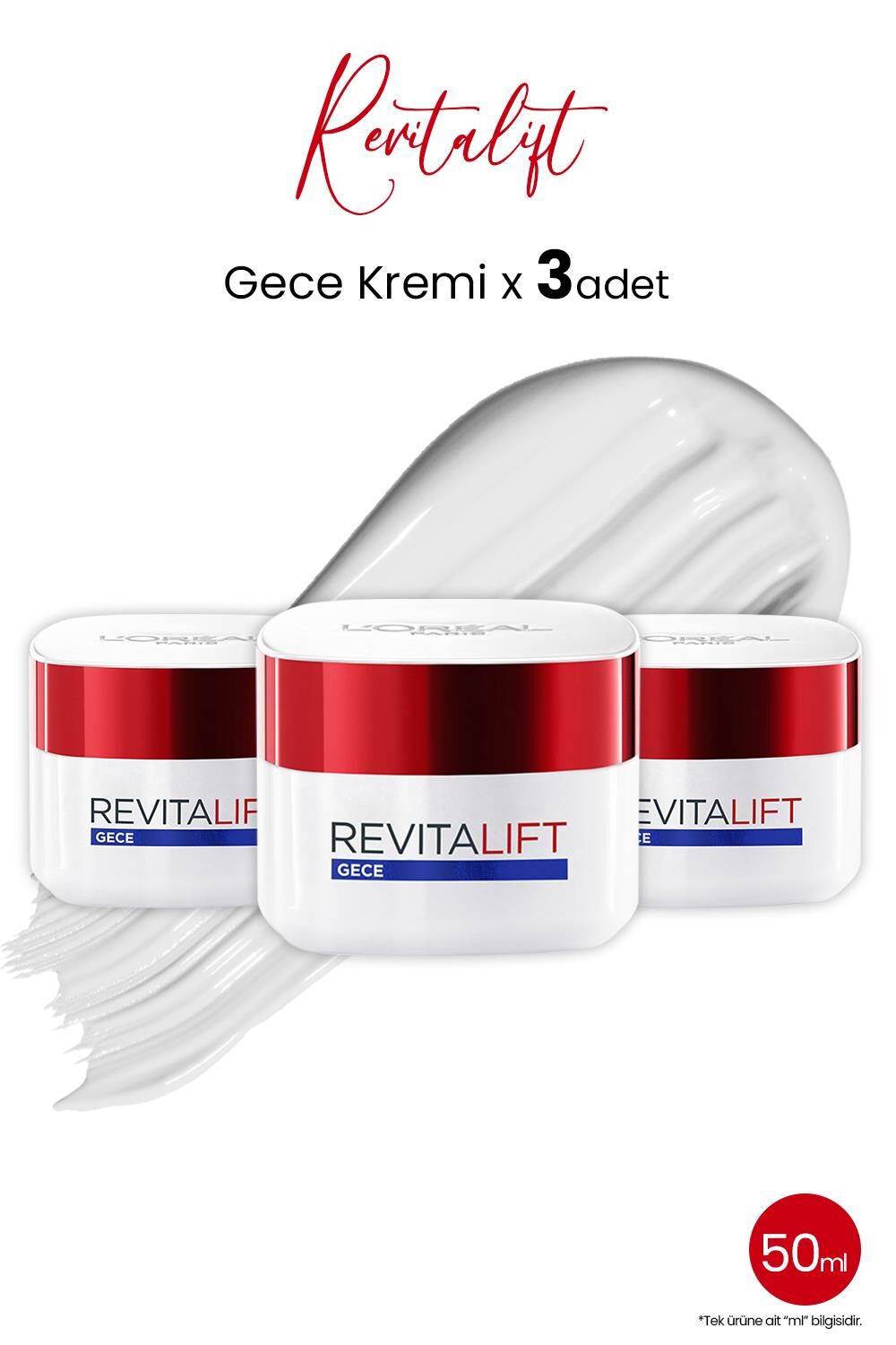 Loreal Paris Revitalift Gece Bakım Kremi Yoğun Etki 50 ml x 3 Adet