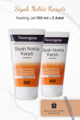 Neutrogena Peeling Siyah Nokta Karşıtı 150 ml x 2 Adet ve Siyah Nokta Temizleme Seti