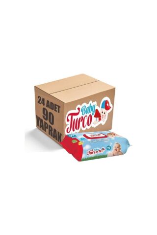 Baby Turco Islak Havlu Mendil 90 Yaprak 24 Lü