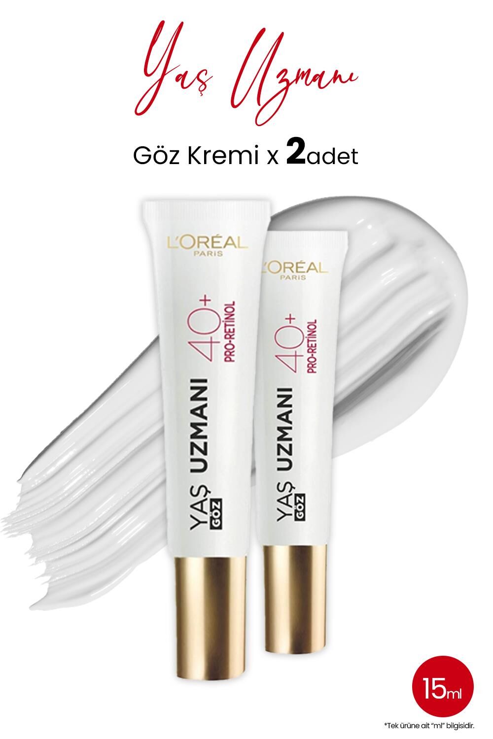 Loreal Paris Yaş Uzmanı Aydınlatıcı Göz Kremi 40+ 15 ml x 2 Adet