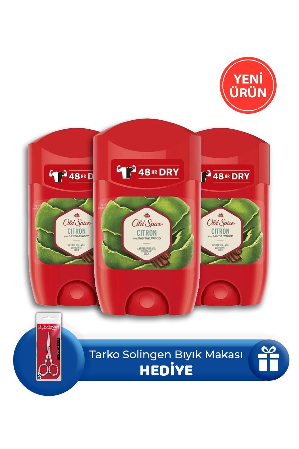 Old Spice Citron Deodorant Stick 50 ml - 3 Adet, Bıyık Makası Hediye