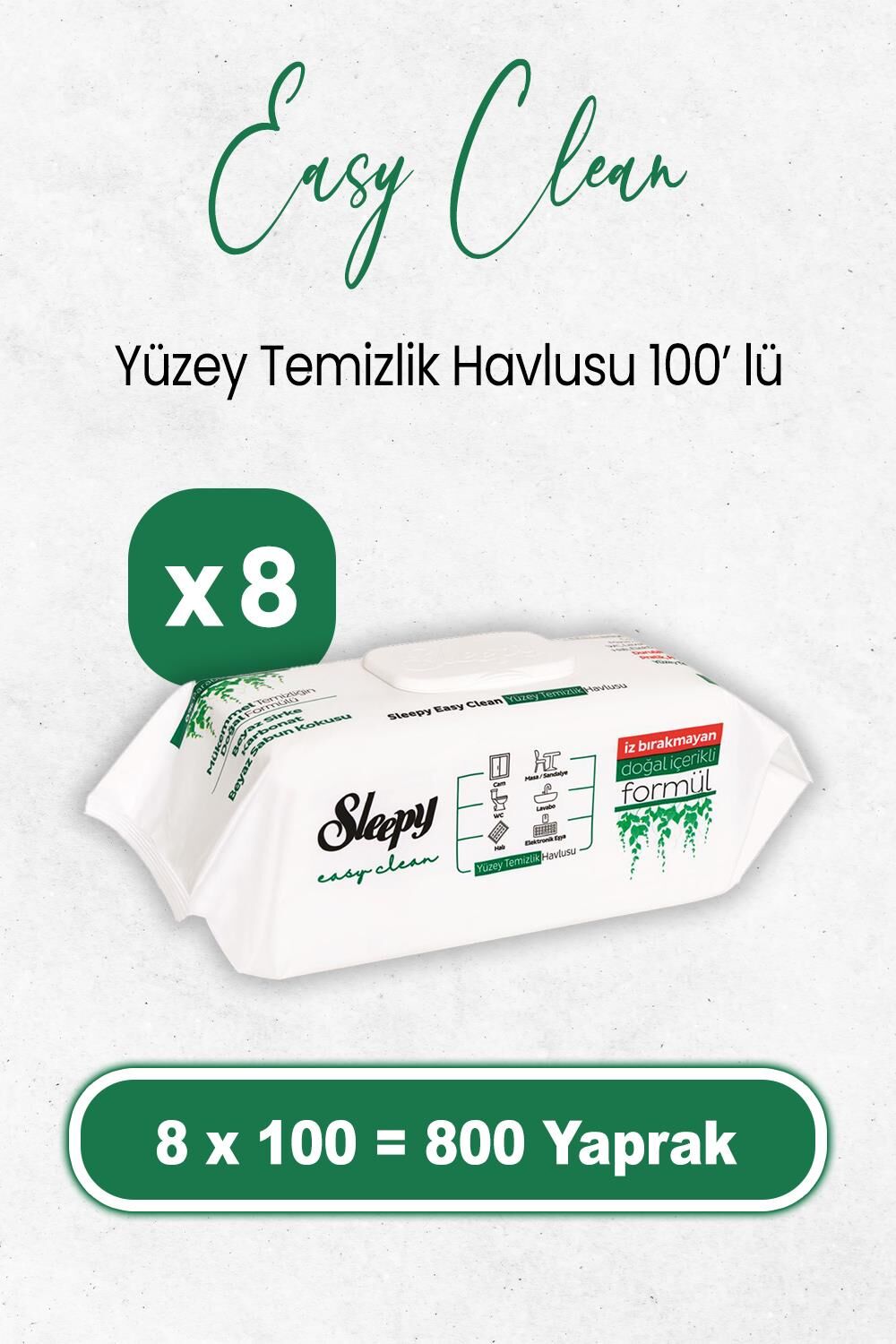 Sleepy Easy Clean Yüzey Temizlik Havlusu 100 x 8 Adet (800 Yaprak)