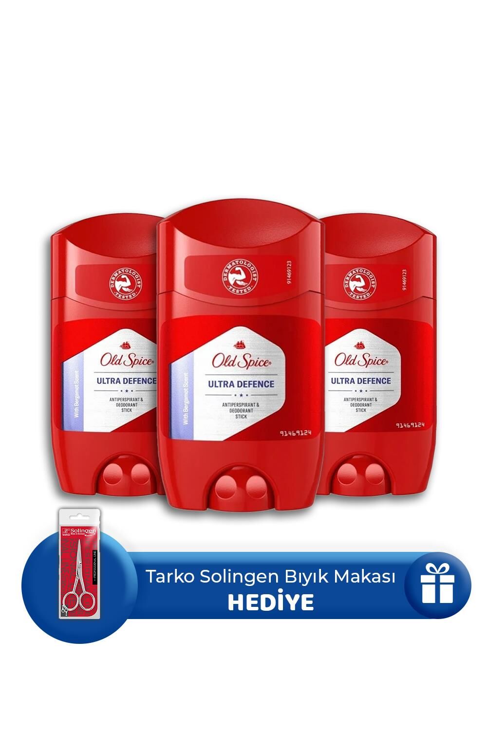 Old Spice Ultra Defence Deodorant Stick 50 ml - 3 Adet, Bıyık Makası Hediye