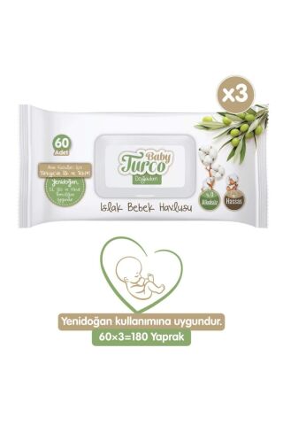 Baby Turco Doğadan Islak Havlu 3x60 180 Yaprak Kapaklı