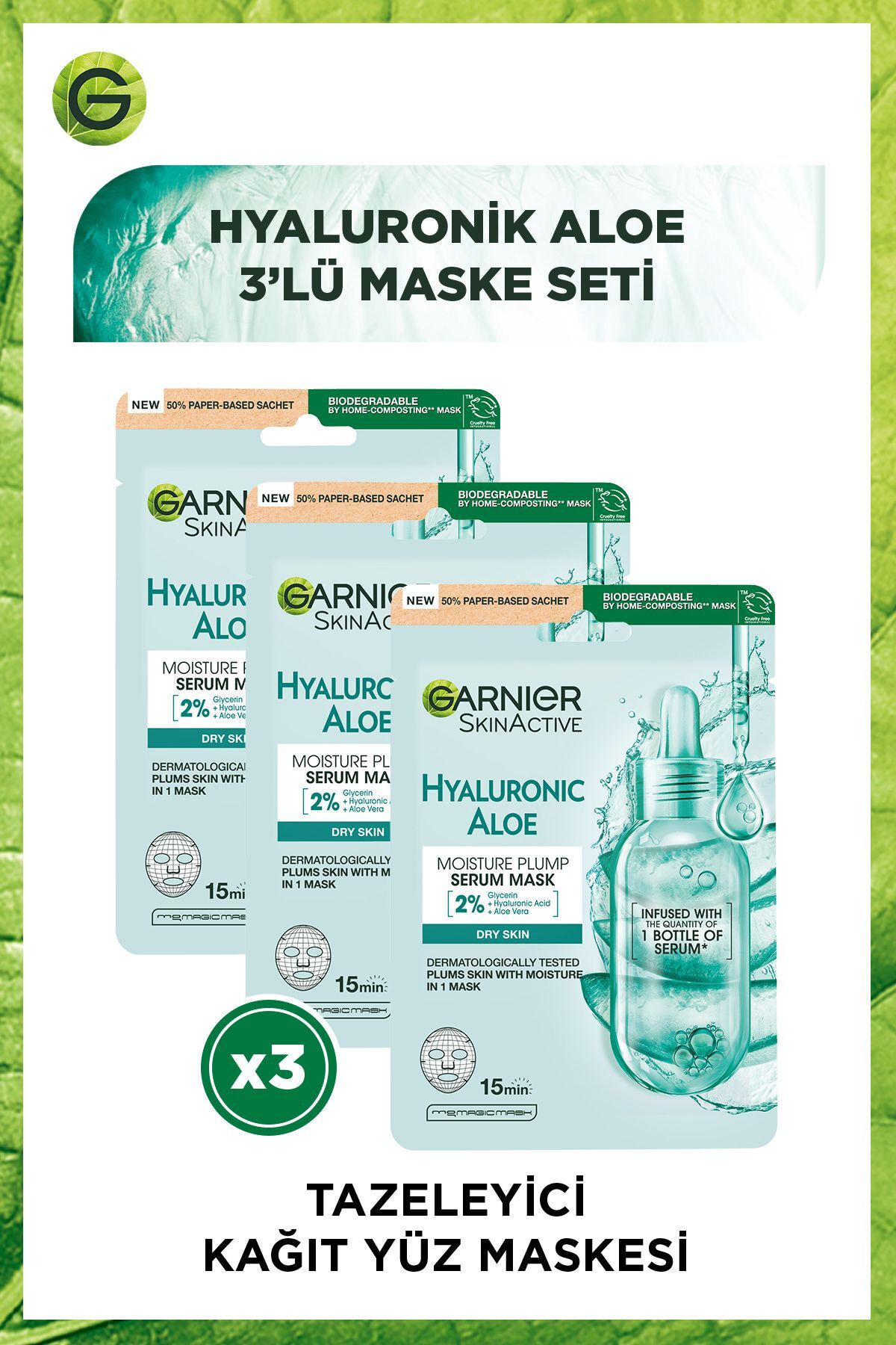 Garnier Kağıt Yüz Maskesi Tazeleyici Hyaluronik Aloe 28 gr