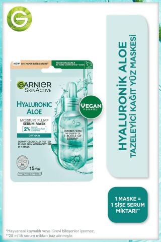 Garnier Kağıt Yüz Maskesi Tazeleyici Hyaluronik Aloe 28 gr