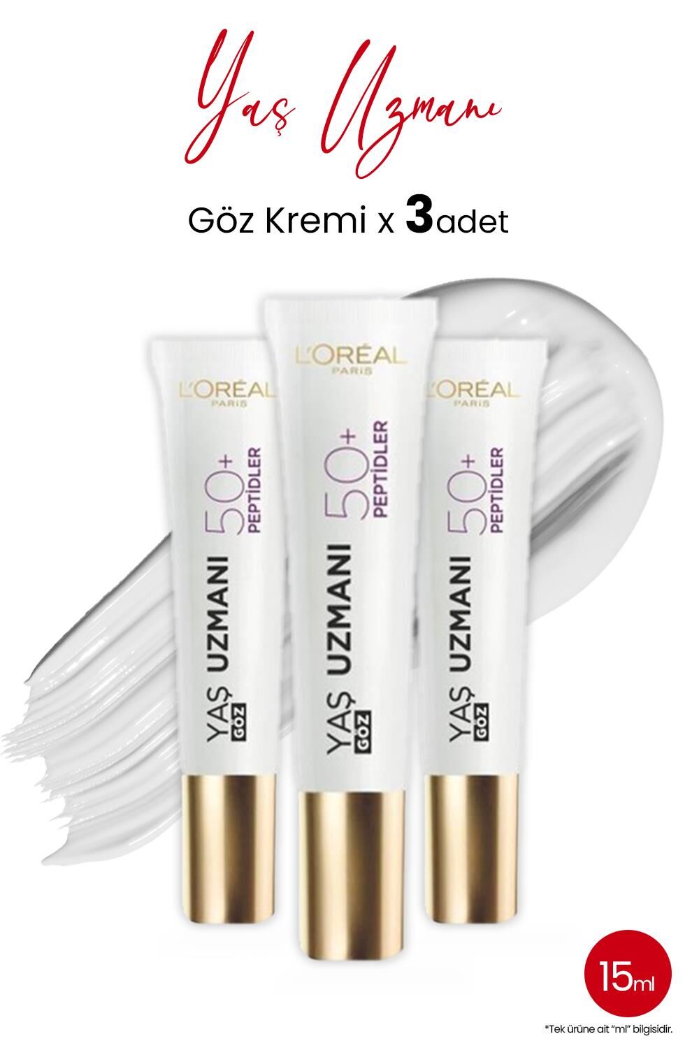 Loreal Paris Yaş Uzmanı Yenileyici Göz Kremi 50+ 15 ml x 3 Adet