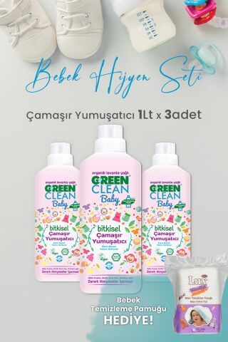 U Green Clean Baby Çamaşır Yumuşatıcı 1 L x 3 Adet ve Hediyeli