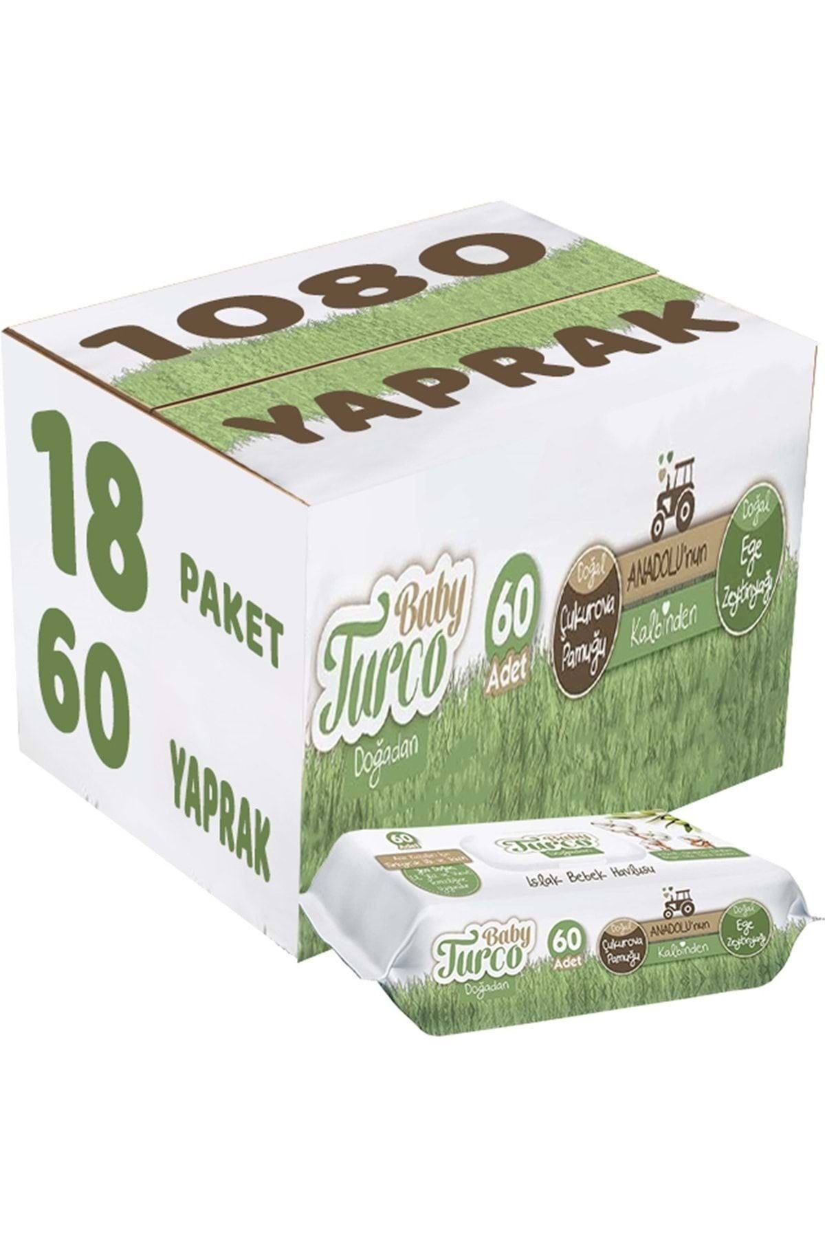 Baby Turco Islak Havlu Mendil Yenidoğan 60 Yaprak 18 Li Set (1080 Yaprak)