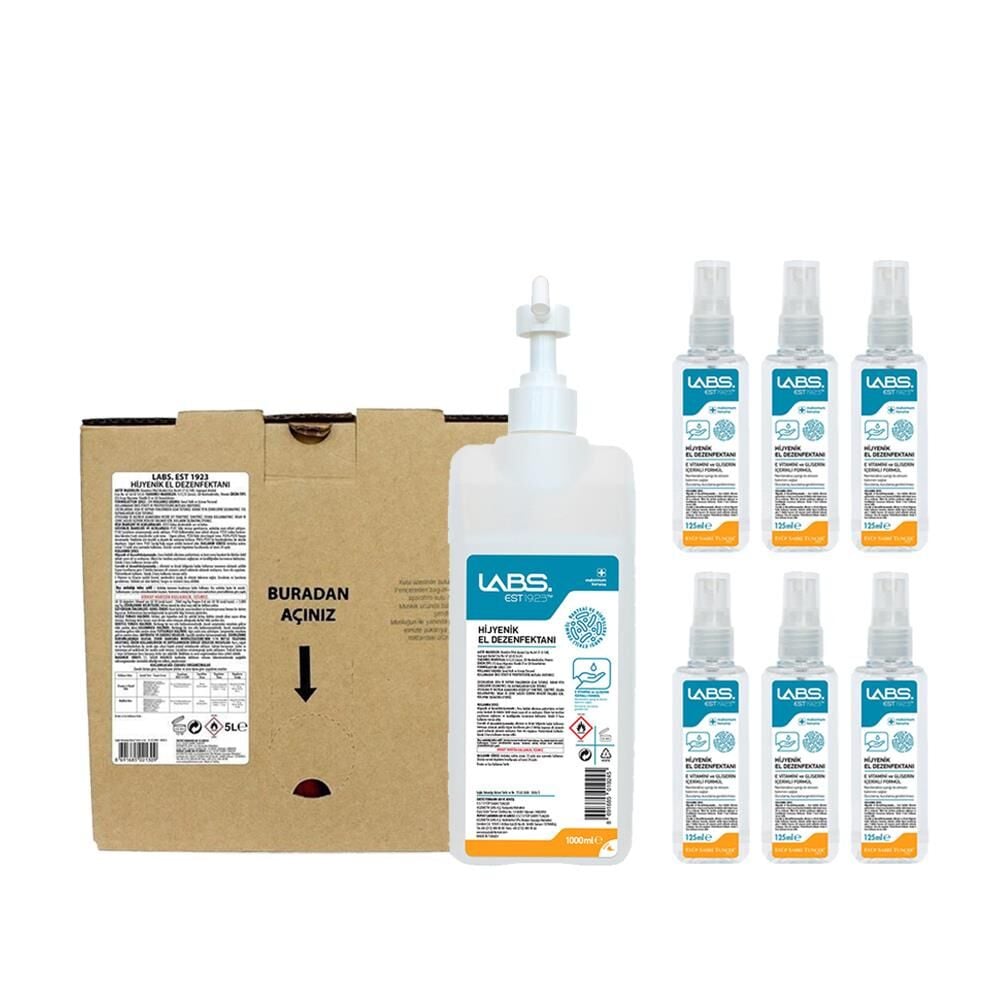 Eyüp Sabri Tuncer Labs Hijyenik El Dezenfektanı 5 Lt, 1 Lt Ve 125 Ml x 6 Adet