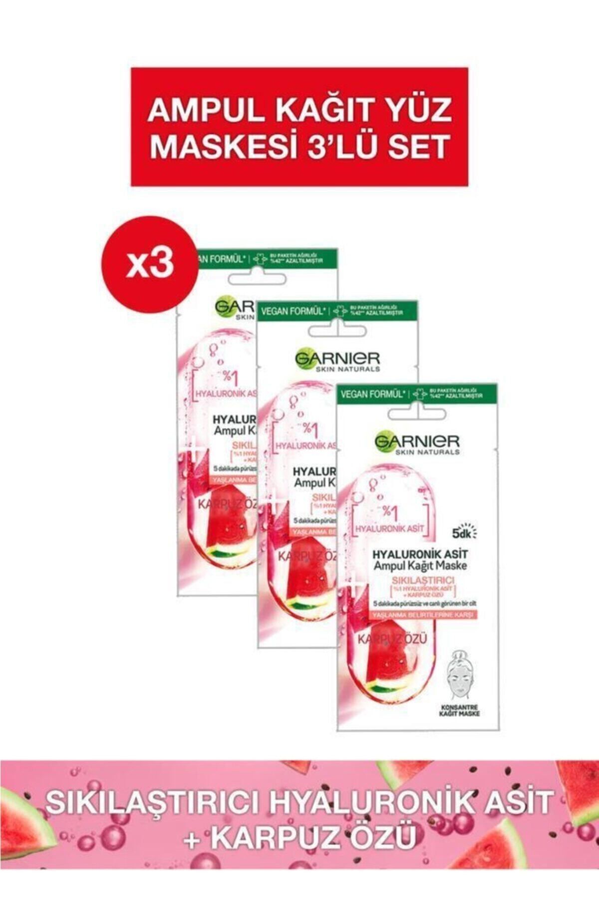 Ampul Kağıt Maske Hyaluronik Karpuz Özü 15 gr X 3 Adet