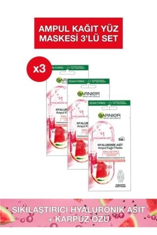 Ampul Kağıt Maske Hyaluronik Karpuz Özü 15 gr X 3 Adet