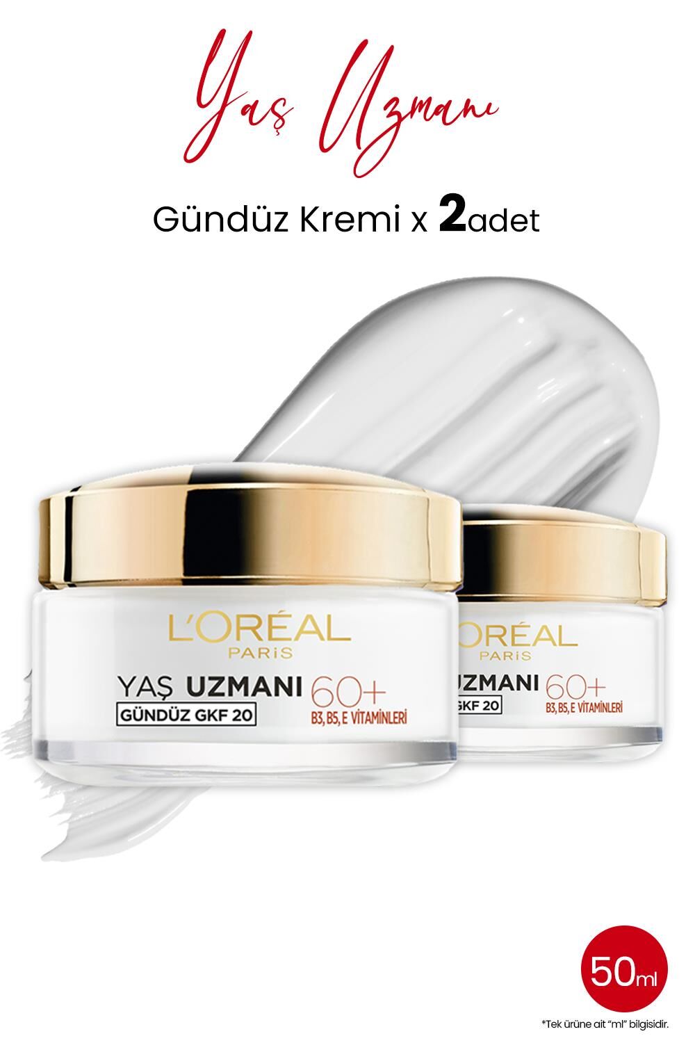 Loreal Paris Yaş Uzmanı 60+ Kırışıklık Karşıtı Besleyici Krem 50 ml x 2 Adet