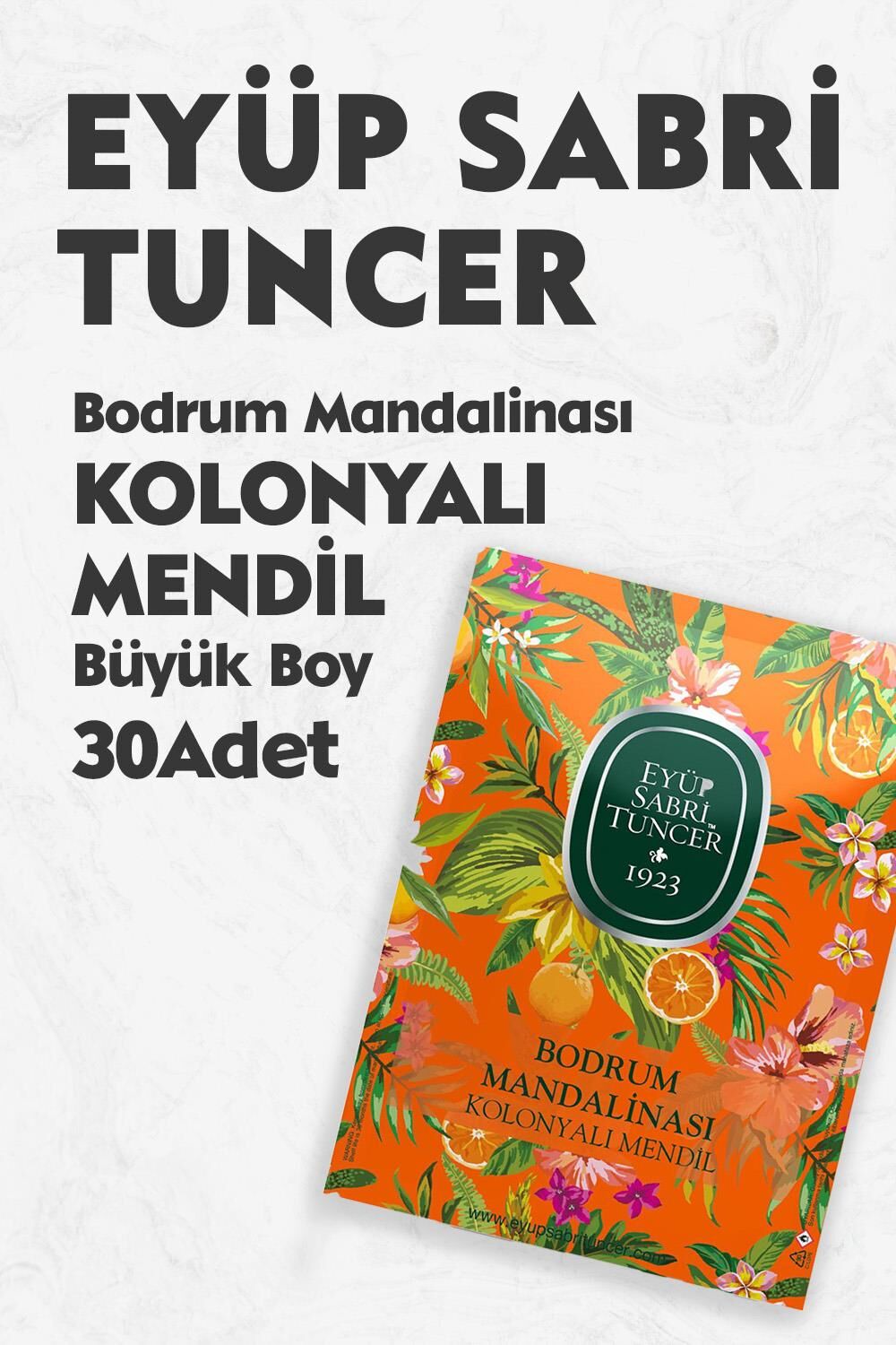 Eyüp Sabri Tuncer Büyük Boy Bodrum Mandalinası Kolonyalı Mendil 30 Adet
