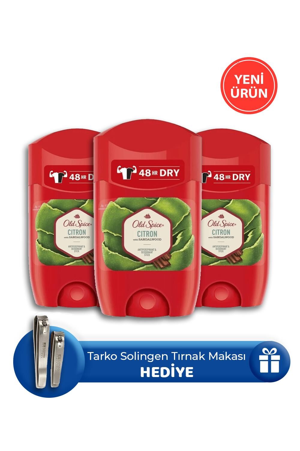 Old Spice Citron Deodorant Stick 50 ml 3 Adet, Tırnak Makası Seti Hediye