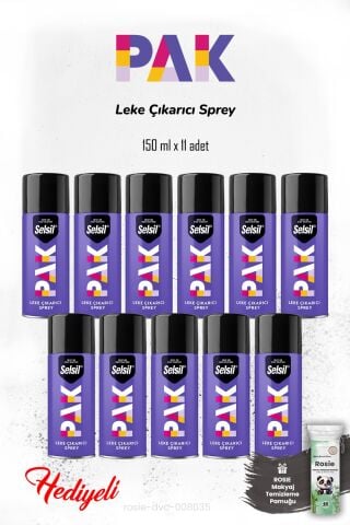 11 adet Selsil PAK 150 ml Leke Çıkarıcı Sprey ve Rosie Pamuk