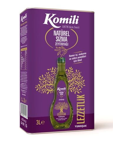 Komili Lezzetlik Yumuşak Natürel Sızma Zeytinyağı 3 Lt