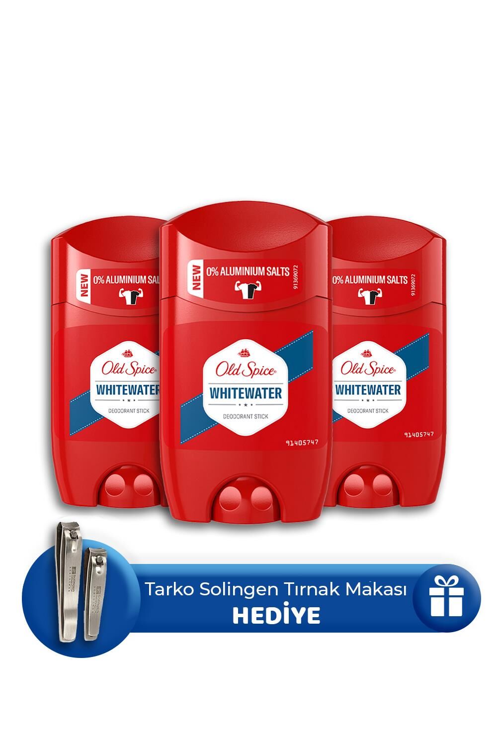 Old Spice Whitewater Deodorant Stick 50 ml 3 Adet, Tırnak Makası Seti Hediye