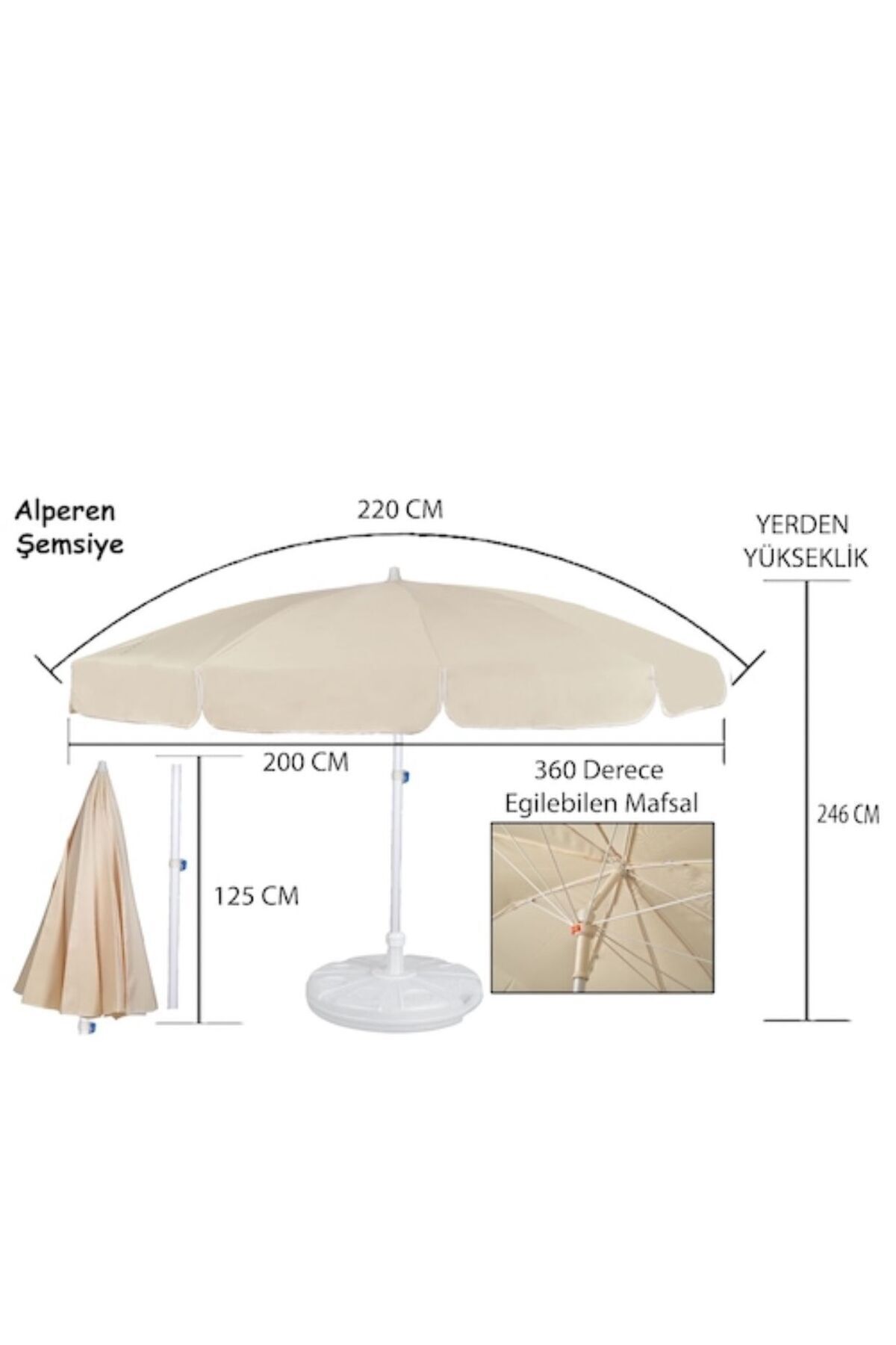 Plaj, Bahçe ve Balkon Şemsiyesi Bidon Hariç taşıma çantası hediyeli