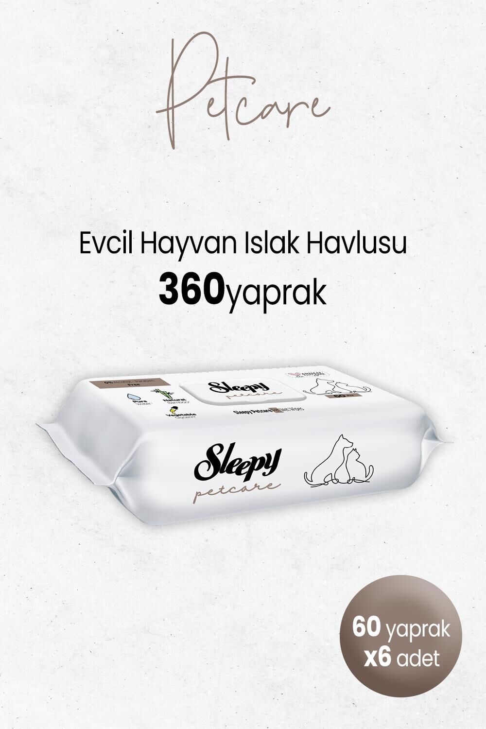 Sleepy Petcare Evcil Hayvan Islak Havlusu 60'lı x 6 Adet