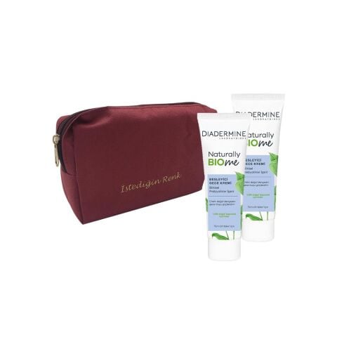 Diadermine Naturally Bio Me Besleyici Gece Kremi 50 ml x 2 ve 'İstediğin Sen' Çanta Hediyeli