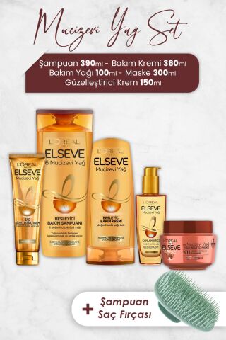 Elseve Mucizevi Yağ Saç Bakım Serisi 4 ve Şampuan Fırçası