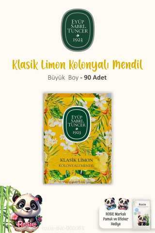 Eyüp Sabri Tuncer 3 Paket Büyük Boy Kolonyalı Mendil Limonlu 30'lu ve ROSIE