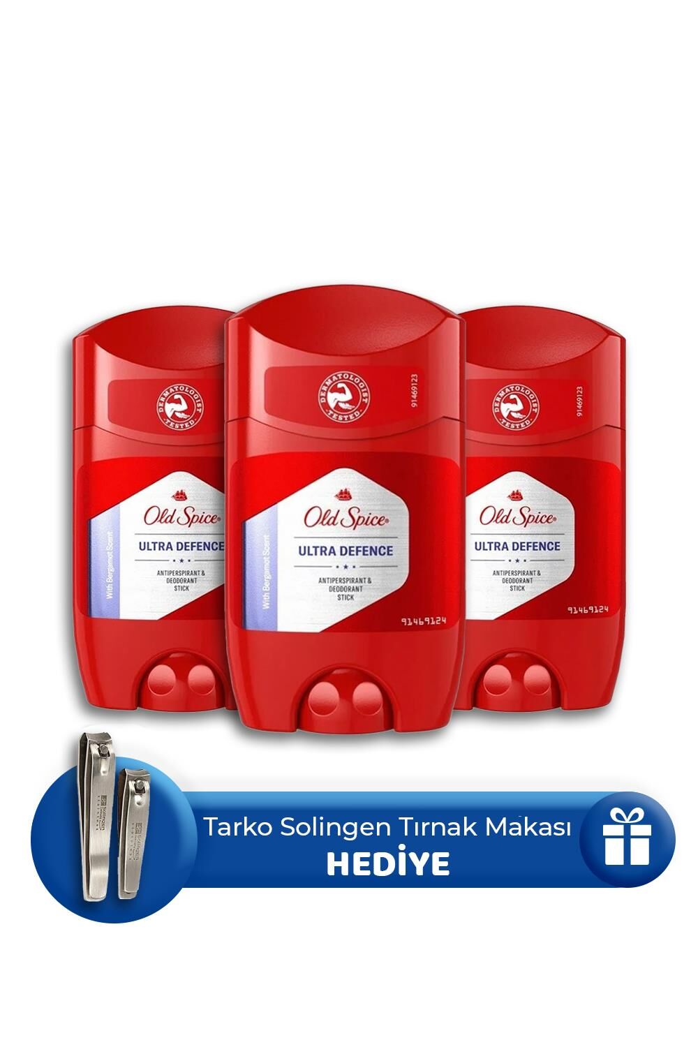 Old Spice Ultra Defence Deodorant Stick 50 ml 3 Adet, Tırnak Makası Seti Hediye