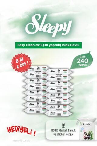 Sleepy 2x15 Easy Clean Islak Mendil 8 AL 6 ÖDE ve Rosie Hediye