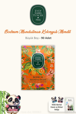 3'lü Eyüp Sabri Tuncer Bodrum Mandalinası Kolonyalı Mendil 30 Adet ve ROSIE