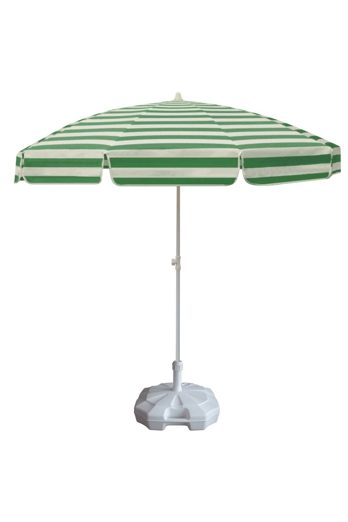 Yeşil Beyaz Çizgili Plaj Ve Güneş Şemsiyesi 200/8, 20 Litre Bidonlu Taşıma Çantası Hediyeli