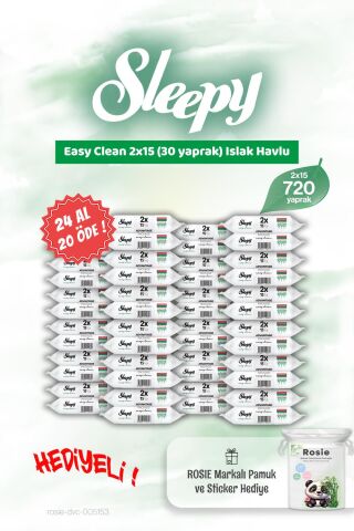 Sleepy 24 AL 20 ÖDE Easy Clean 2x15 Islak Mendil ve Rosie Hediye