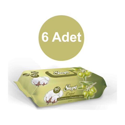 Sleepy Zeytinyağlı Islak Havlu 90'lı 6 Adet