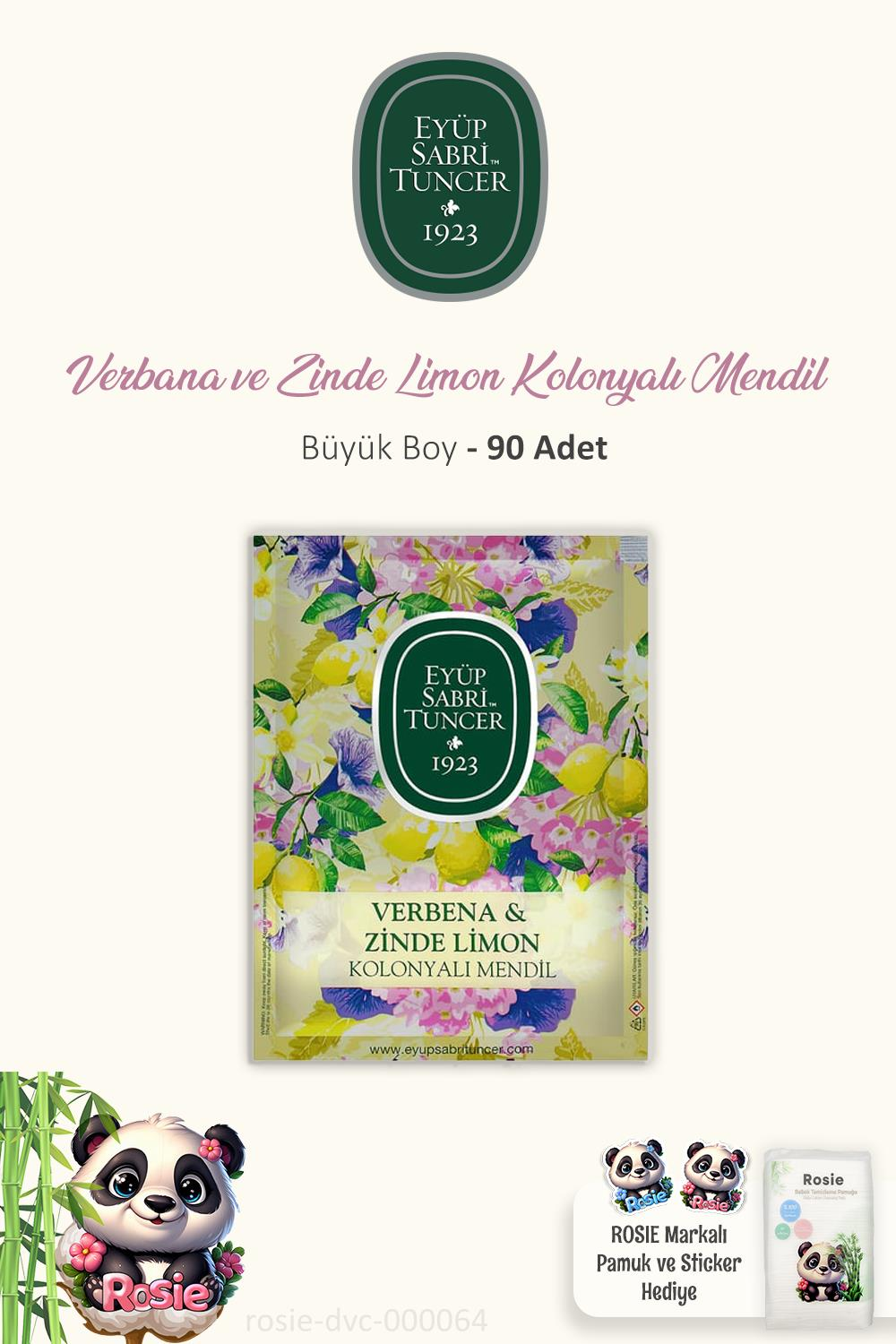 3 Adet Eyüp Sabri Tuncer Kolonyalı Mendil Verbana ve Zinde Limon 30'lu ve Pamuk