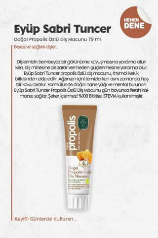 Eyüp Sabri Tuncer Doğal Propolis Özlü Diş Macunu 75 ml