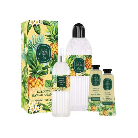Eyüp Sabri Tuncer Hawaii Ananas Kolonya 400 ml, 150 ml ve 2 Adet El ve Vücut Kremi 50 ml