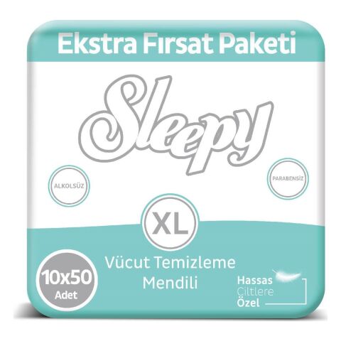 Sleepy Vücut Temizleme Mendili XL 10 x 50 Adet