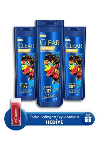 Clear Men Kepeğe Karşı Legend By CR7 350 ML 3 Adet, Bıyık Makası Hediye