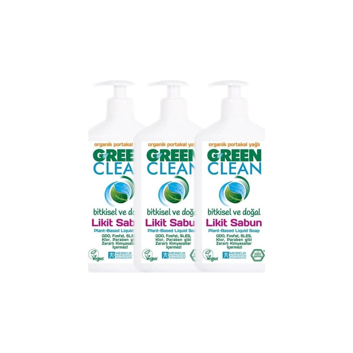 Green Clean Organik Portakal Yağlı Likit Sabun 500 ml 3'lü Set