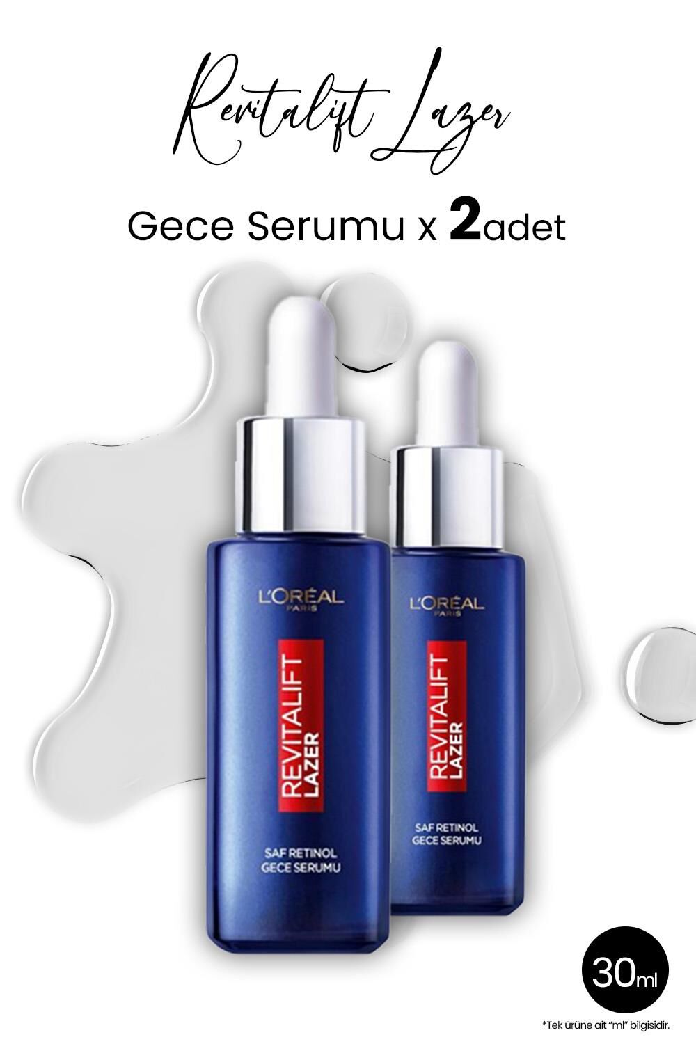 Loreal Paris Revitalift Lazer Saf Retinol Gece Serumu 30 ml x 2 Adet