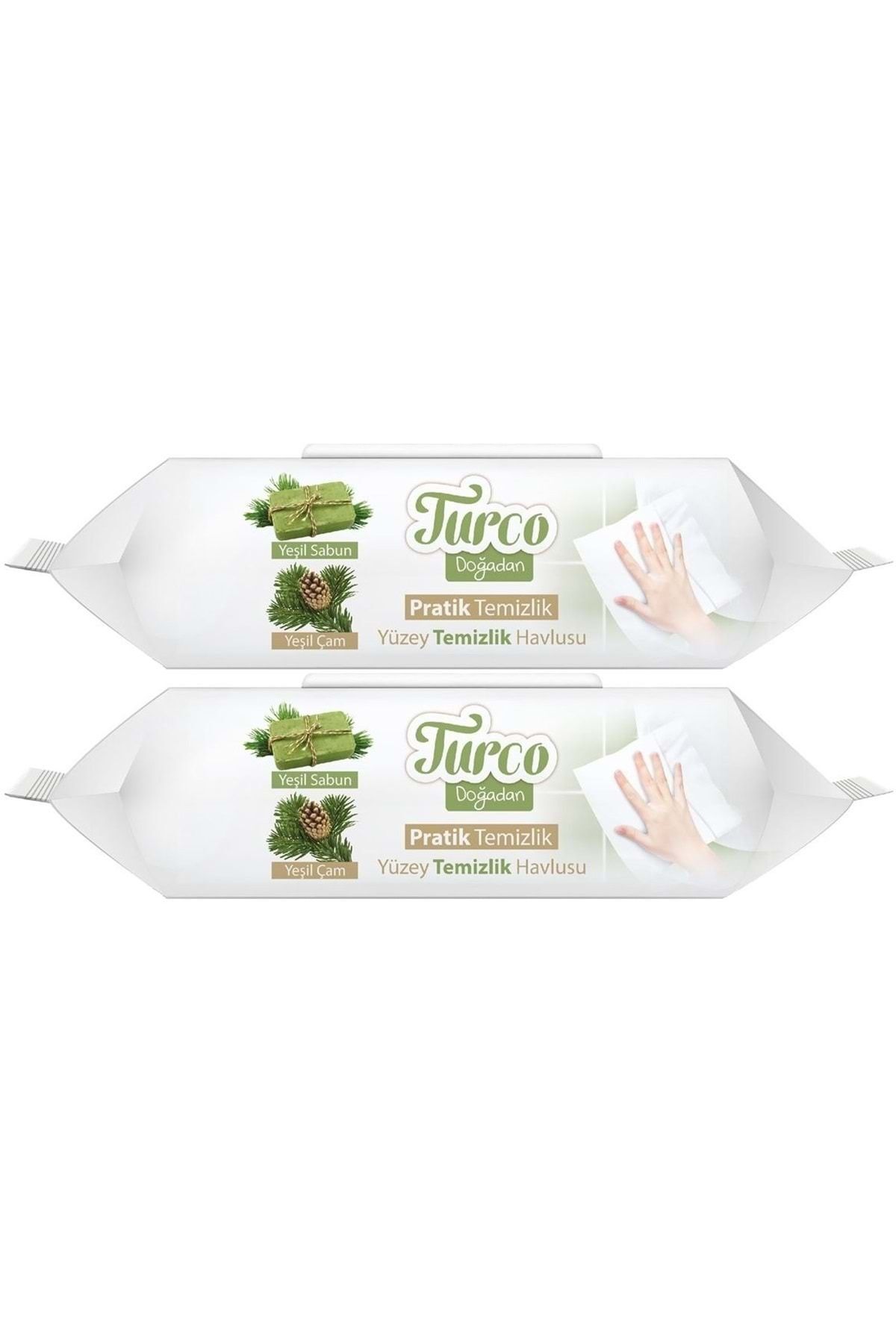 Baby Turco Pratik Yüzey Temizlik Havlusu 100'lü Yeşil Sabun/Yeşil Çam (2 Li Set) 200 Yaprak
