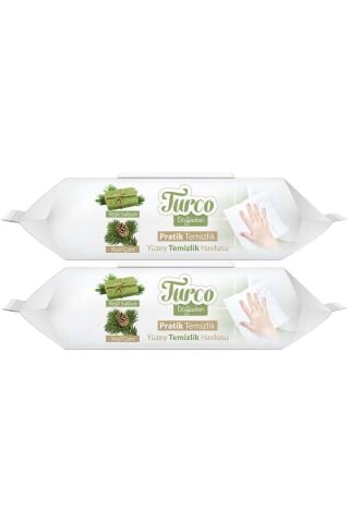 Baby Turco Pratik Yüzey Temizlik Havlusu 100'lü Yeşil Sabun/Yeşil Çam (2 Li Set) 200 Yaprak