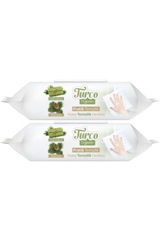 Baby Turco Pratik Yüzey Temizlik Havlusu 100'lü Yeşil Sabun/Yeşil Çam (2 Li Set) 200 Yaprak
