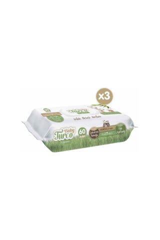 Islak Bebek Havlusu 60 Yaprak 3'lü Baby Turco Doğadan