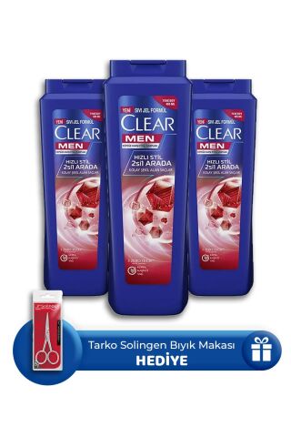 Clear Hızlı Stil 2'si 1 Arada Şampuan 485 ml 3 Adet, Bıyık Makası Hediye