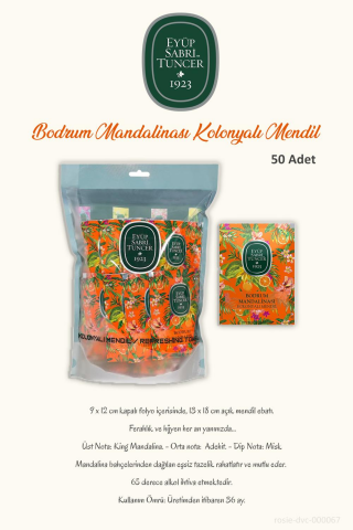 3 Adet Eyüp Sabri Tuncer Bodrum Mandalinası Kolonyalı Mendil 50'li ve ROSIE