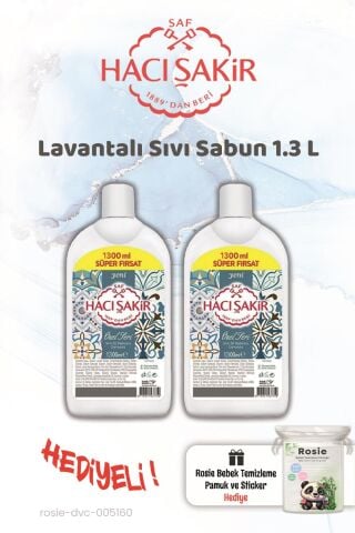 Hacı Şakir 1300 ml Lavanta Sıvı Sabun 2 adet ve Rosie Hediye