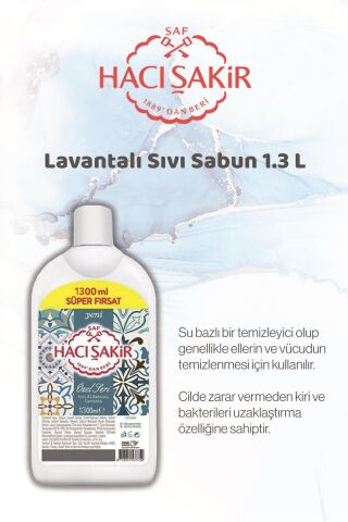 Hacı Şakir 1300 ml Lavanta Sıvı Sabun 2 adet ve Rosie Hediye